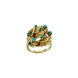 Bague Dôme en or jaune et turquoise