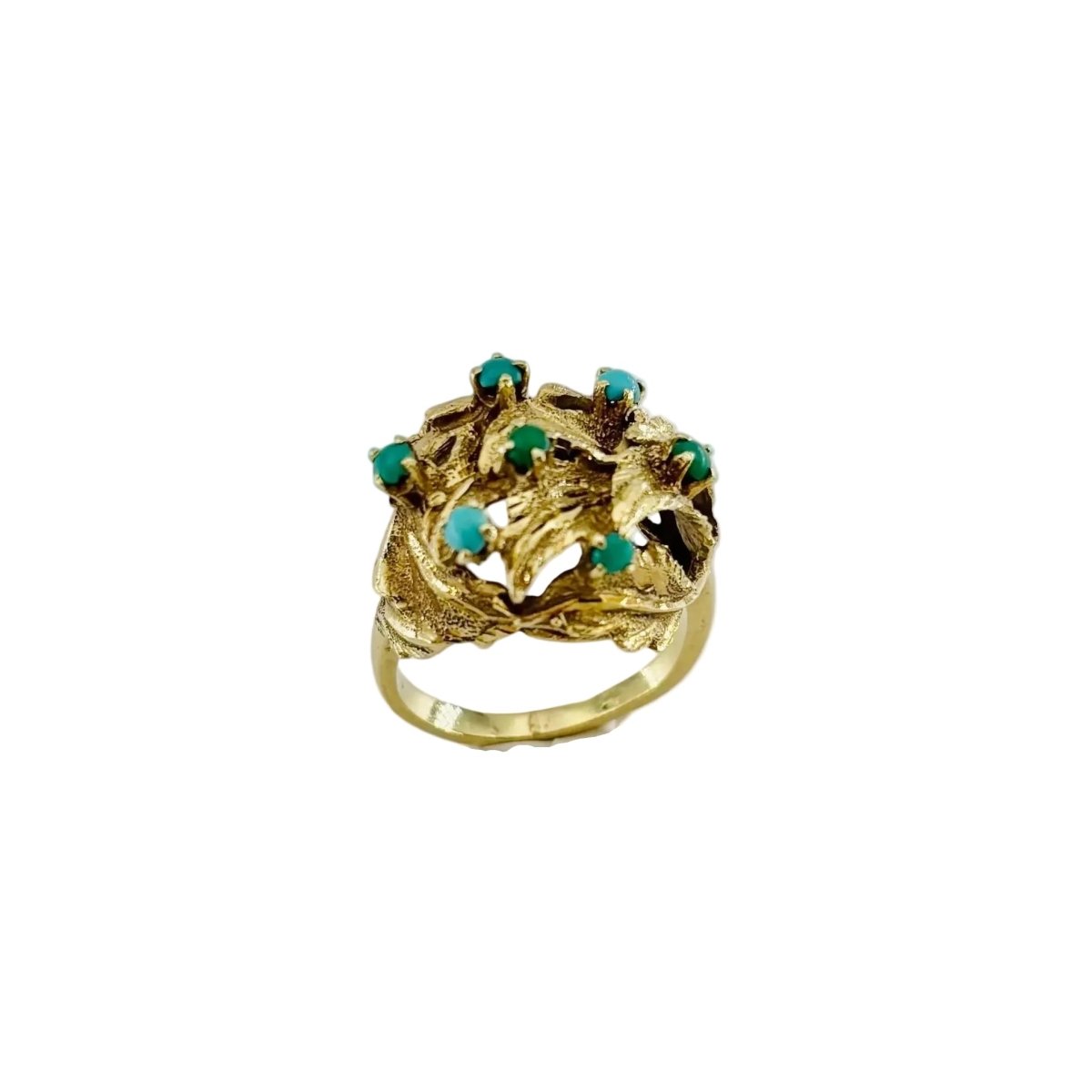 Bague Dôme en or jaune et turquoise - Castafiore