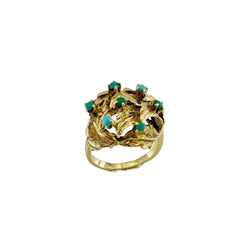 Bague Dôme en or jaune et turquoise