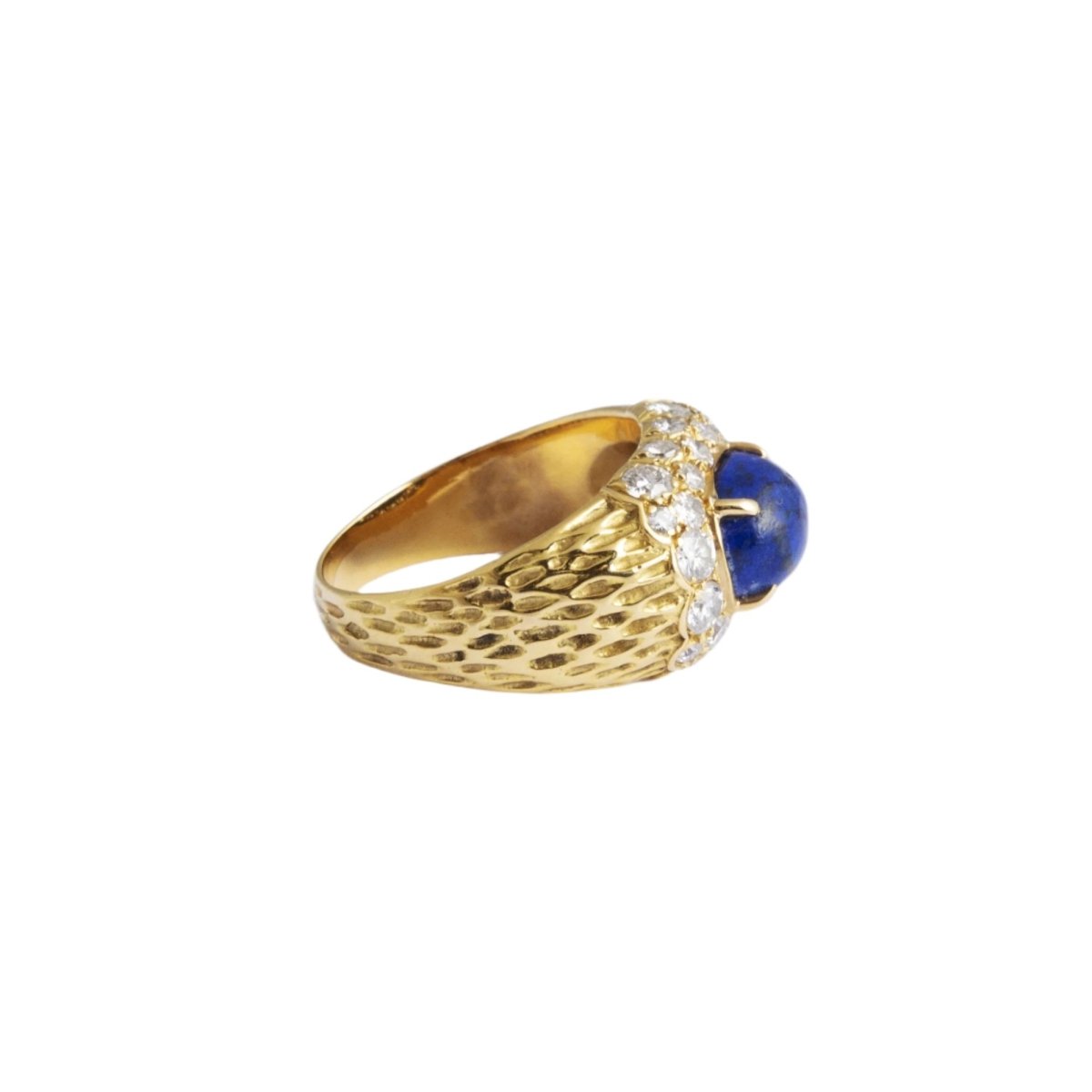 Bague Dôme en or jaune, lapis lazuli et diamants - Castafiore