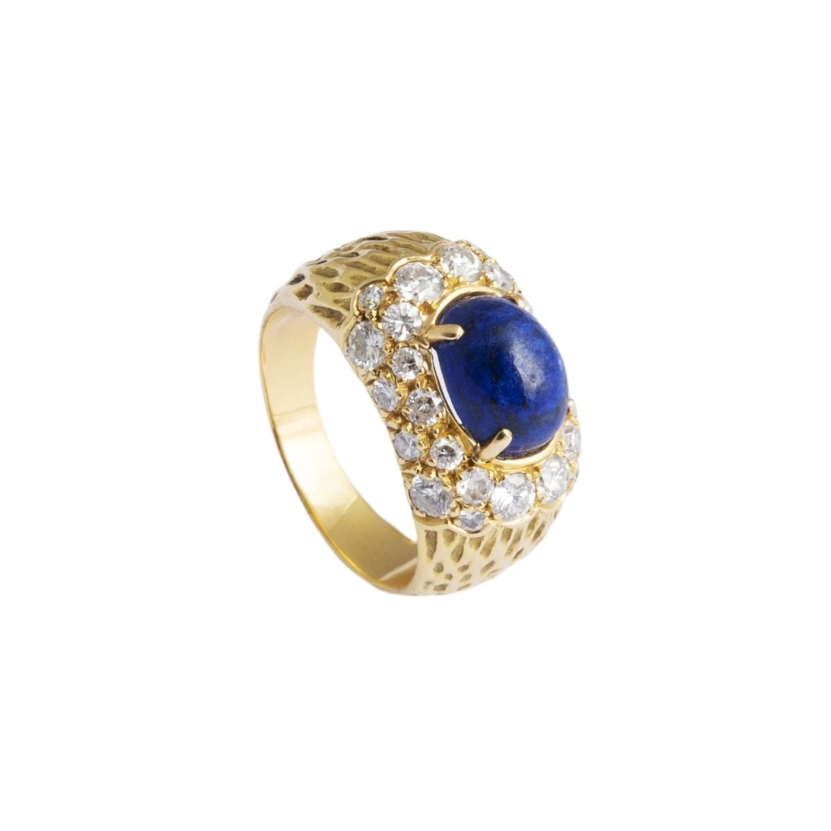 Bague Dôme en or jaune, lapis lazuli et diamants - Castafiore