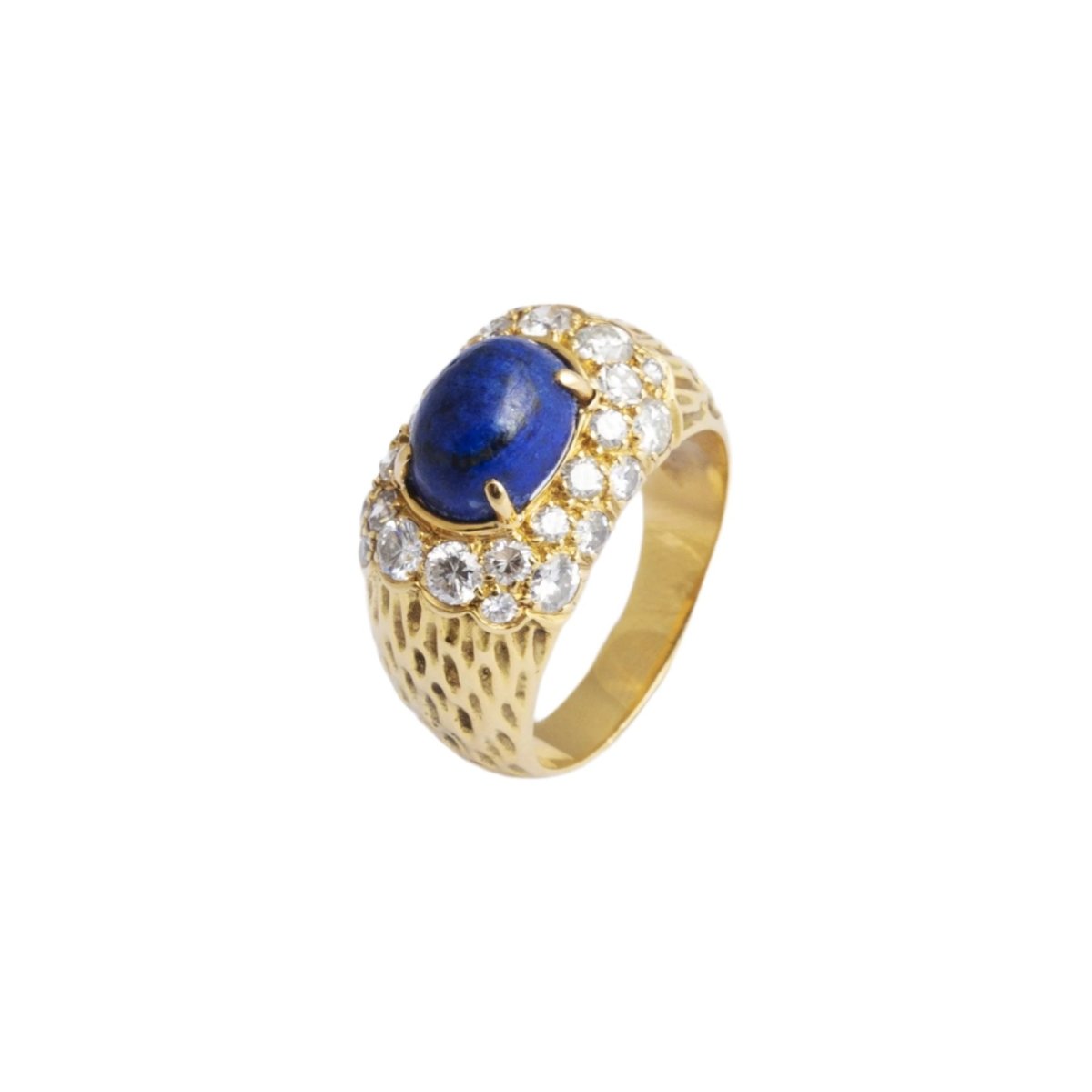 Bague Dôme en or jaune, lapis lazuli et diamants - Castafiore