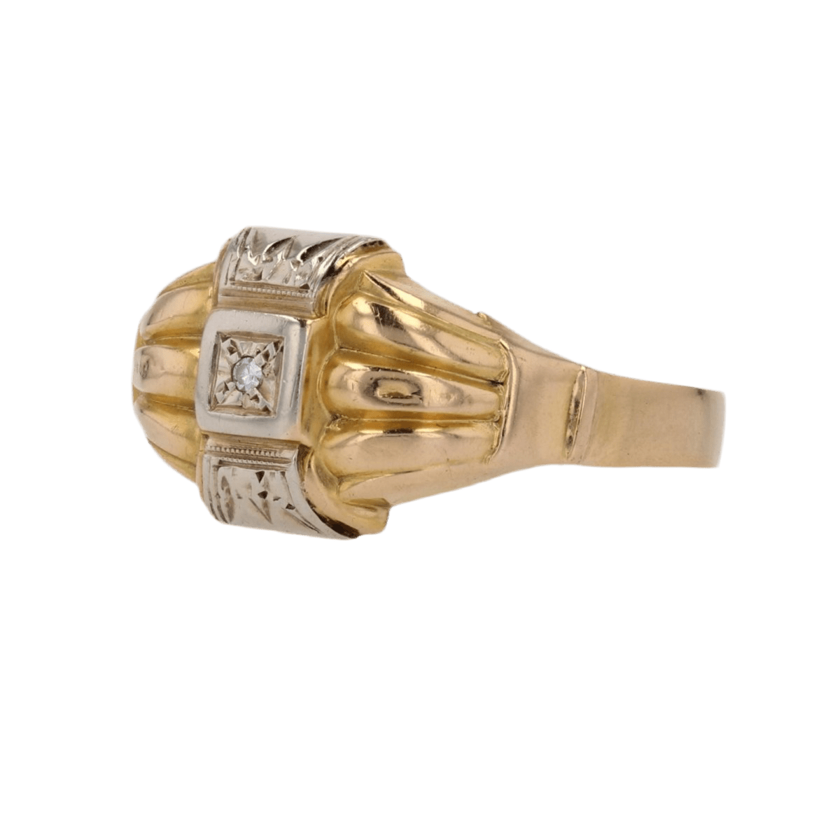 Bague Dôme en or jaune, or blanc et diamant - Castafiore