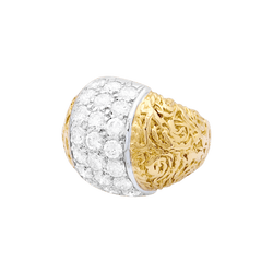 Bague Dôme en or jaune, or blanc et diamants - Castafiore