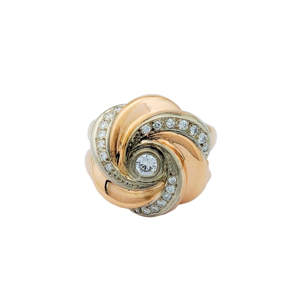 Bague Dôme en or jaune, or blanc et diamants - Castafiore