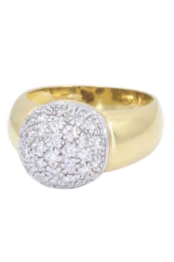 Bague Dôme en or jaune, or blanc et diamants - Castafiore