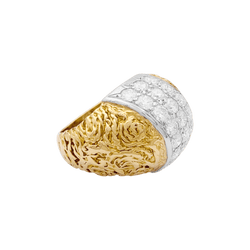 Bague Dôme en or jaune, or blanc et diamants - Castafiore