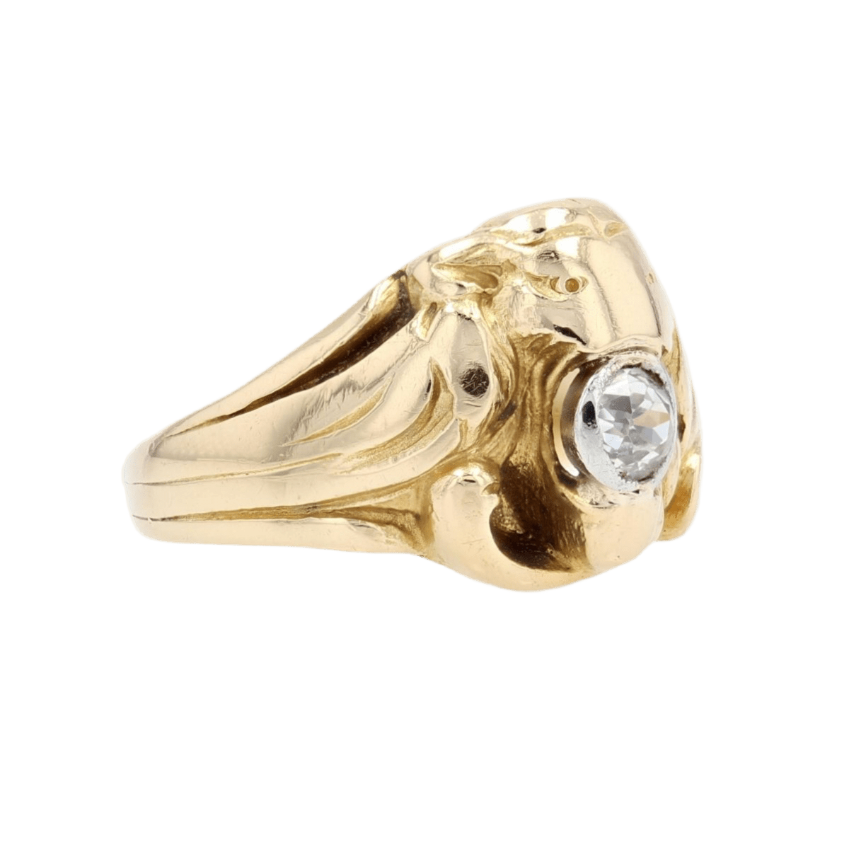 Bague Dôme en or jaune, platine et diamant - Castafiore