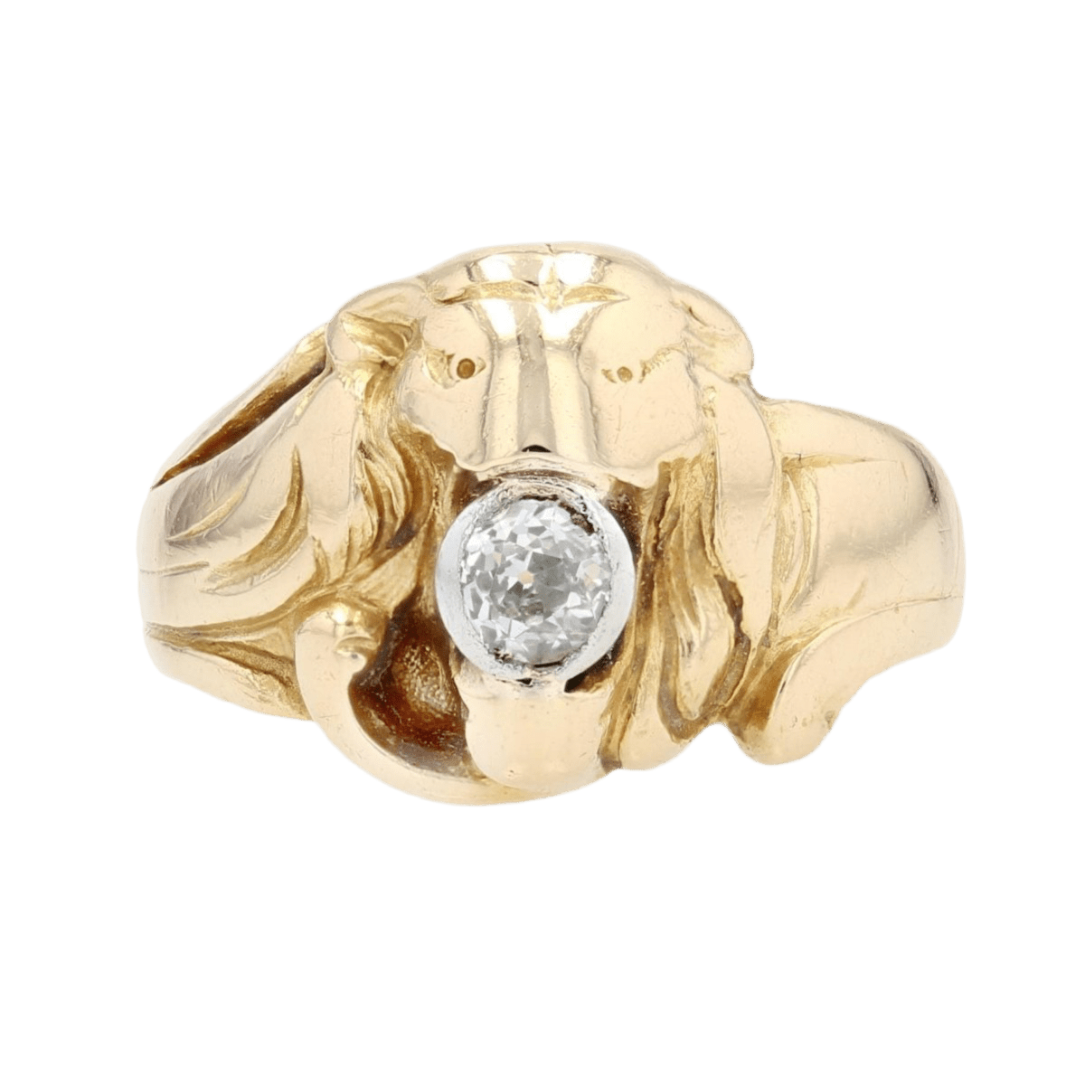 Bague Dôme en or jaune, platine et diamant - Castafiore
