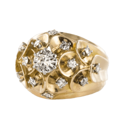 Bague Dôme en or jaune, platine et diamants - Castafiore