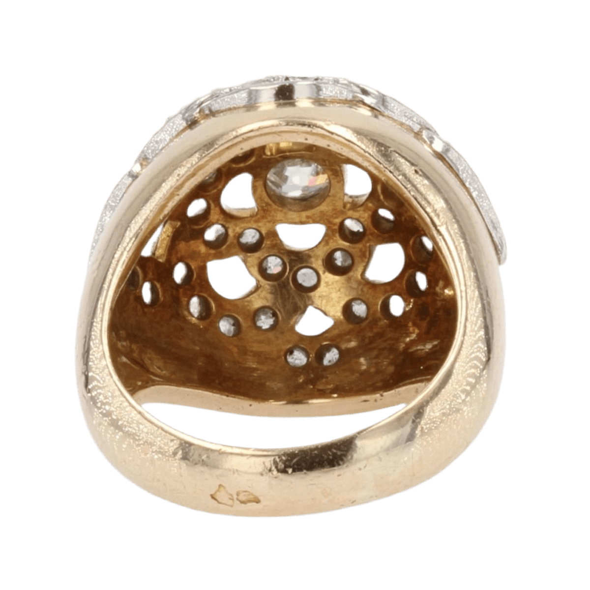 Bague Dôme en or jaune, platine et diamants - Castafiore