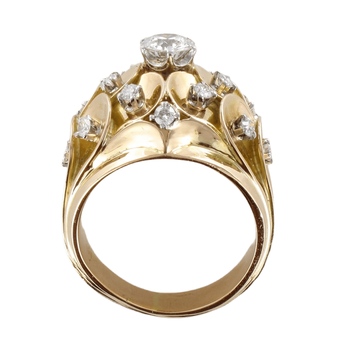 Bague Dôme en or jaune, platine et diamants - Castafiore