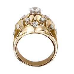 Bague Dôme en or jaune, platine et diamants - Castafiore