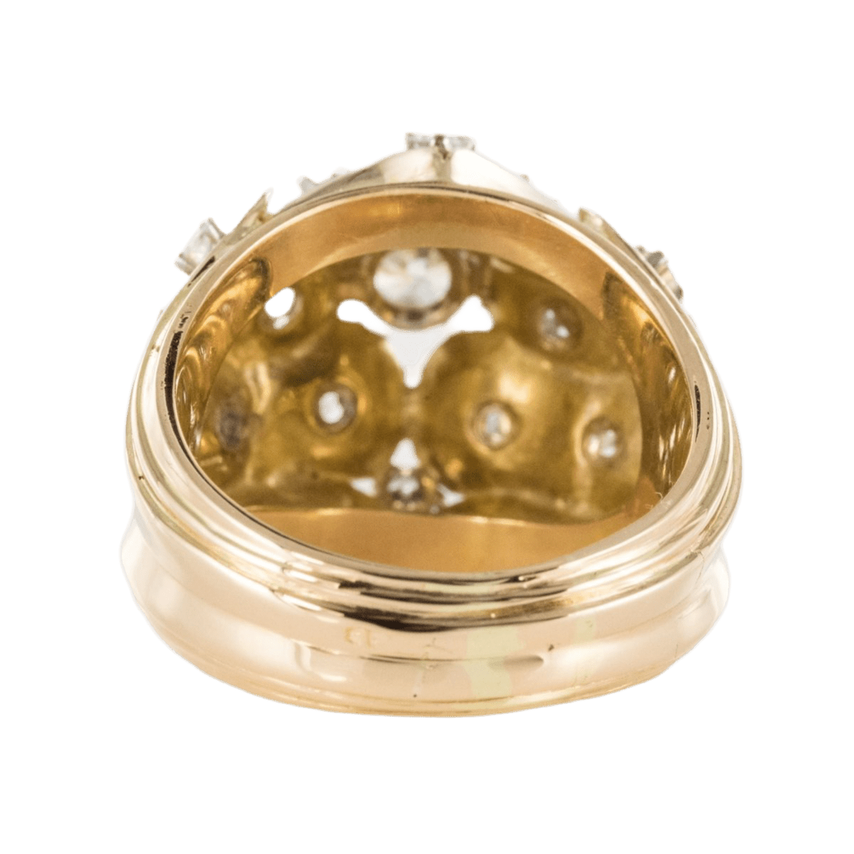 Bague Dôme en or jaune, platine et diamants - Castafiore