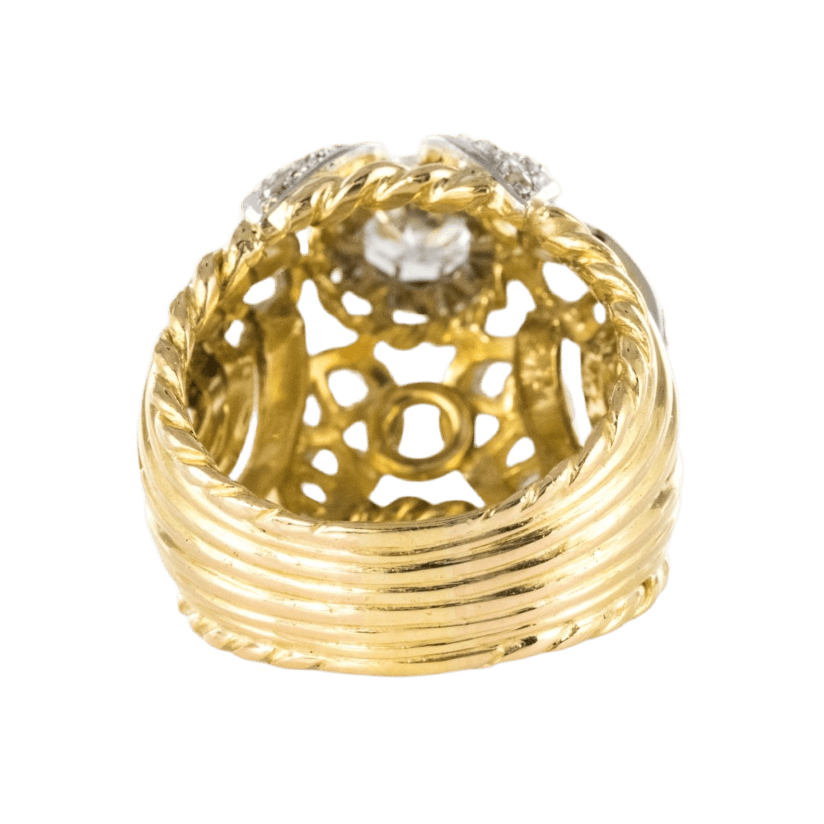 Bague Dôme en or jaune, platine et diamants - Castafiore