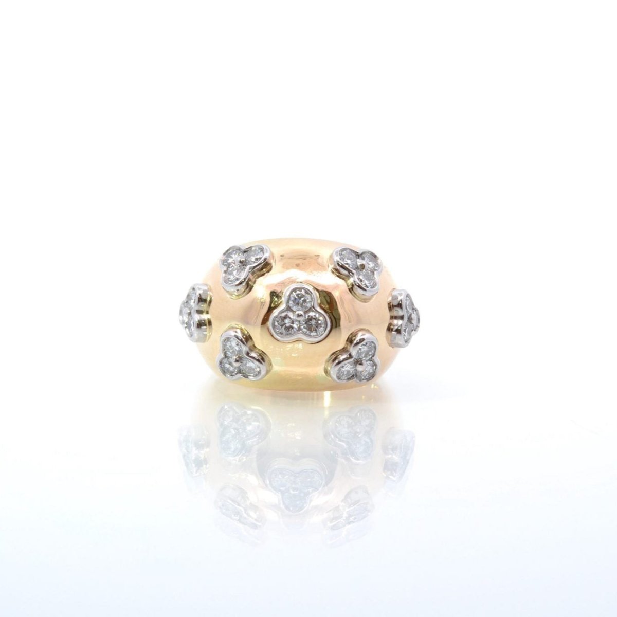 Bague Dôme en or jaune, platine et diamants - Castafiore