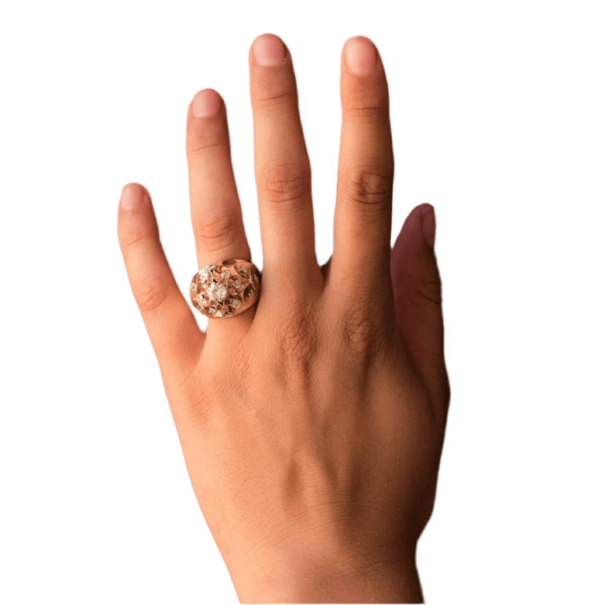 Bague Dôme en or jaune, platine et diamants - Castafiore