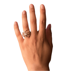 Bague Dôme en or jaune, platine et diamants - Castafiore