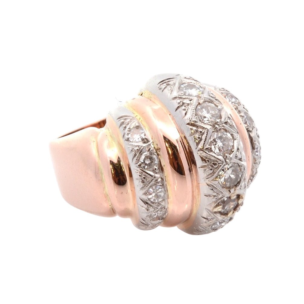 Bague Dôme en or jaune, platine, et diamants - Castafiore