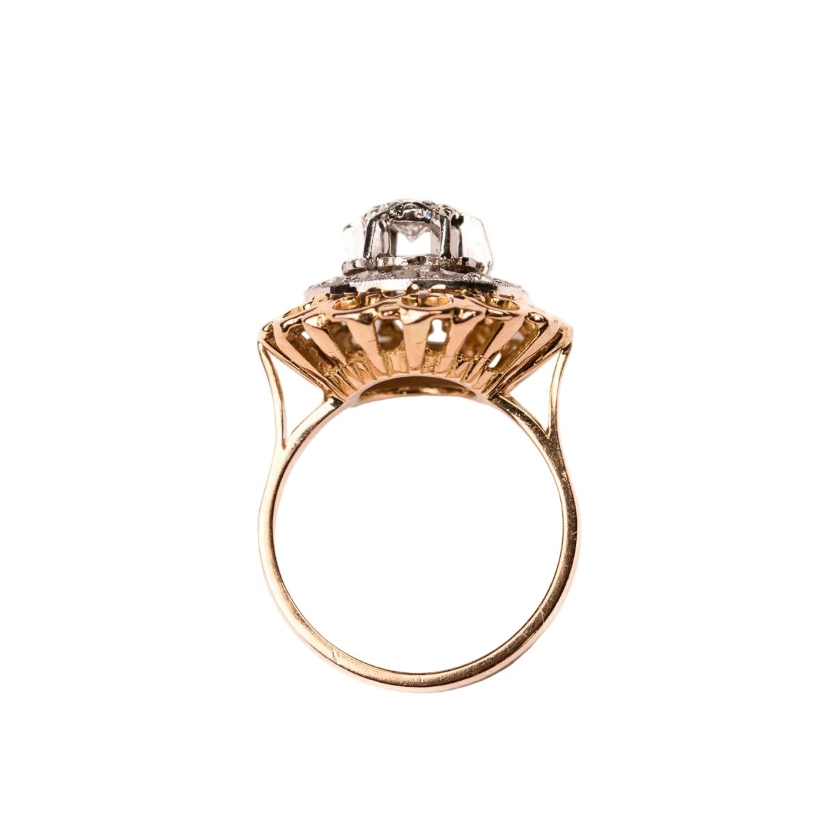 Bague Dôme en or jaune, platine et diamants - Castafiore