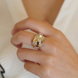 Bague Dôme en or jaune, platine et diamants - Castafiore