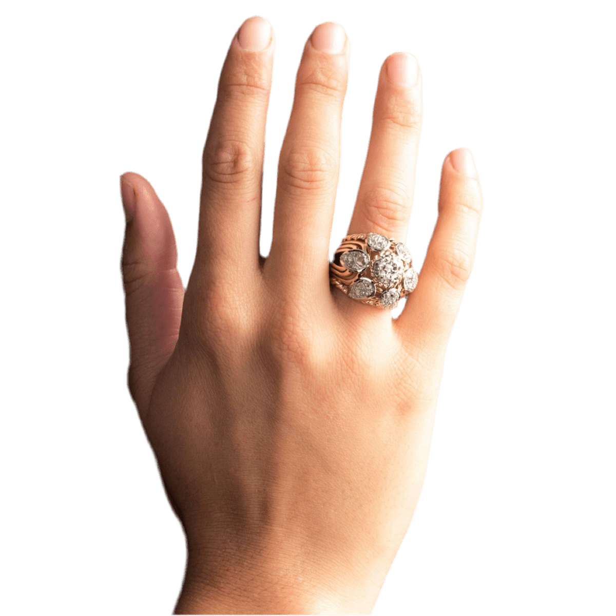 Bague Dôme en or jaune, platine et diamants - Castafiore