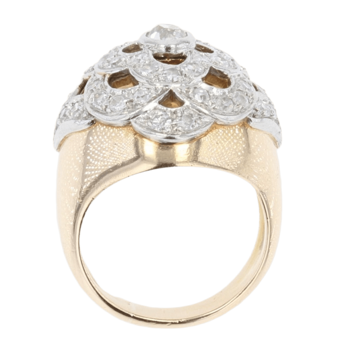 Bague Dôme en or jaune, platine et diamants - Castafiore