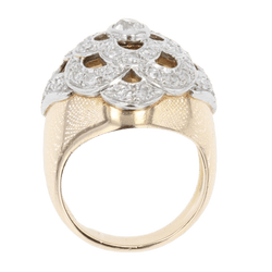 Bague Dôme en or jaune, platine et diamants - Castafiore