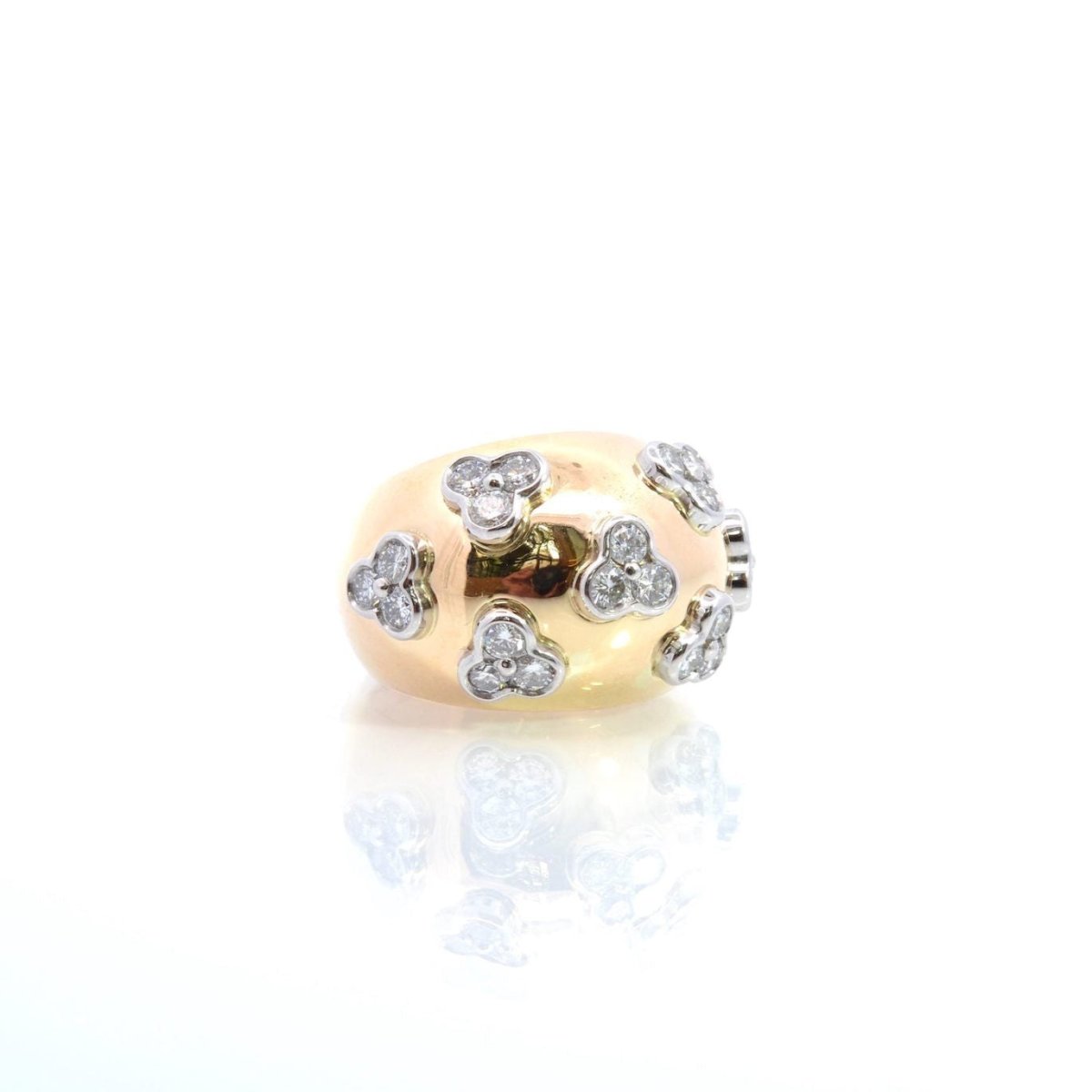 Bague Dôme en or jaune, platine et diamants - Castafiore