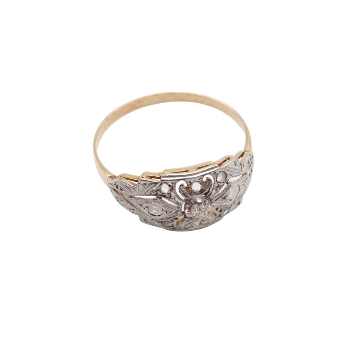 Bague Dôme en or jaune, platine et diamants - Castafiore