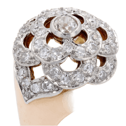 Bague Dôme en or jaune, platine et diamants - Castafiore