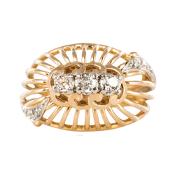 Bague Dôme en or jaune, platine et diamants - Castafiore