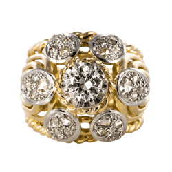 Bague Dôme en or jaune, platine et diamants - Castafiore