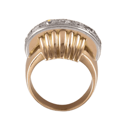 Bague Dôme en or jaune, platine et diamants - Castafiore