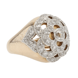 Bague Dôme en or jaune, platine et diamants - Castafiore