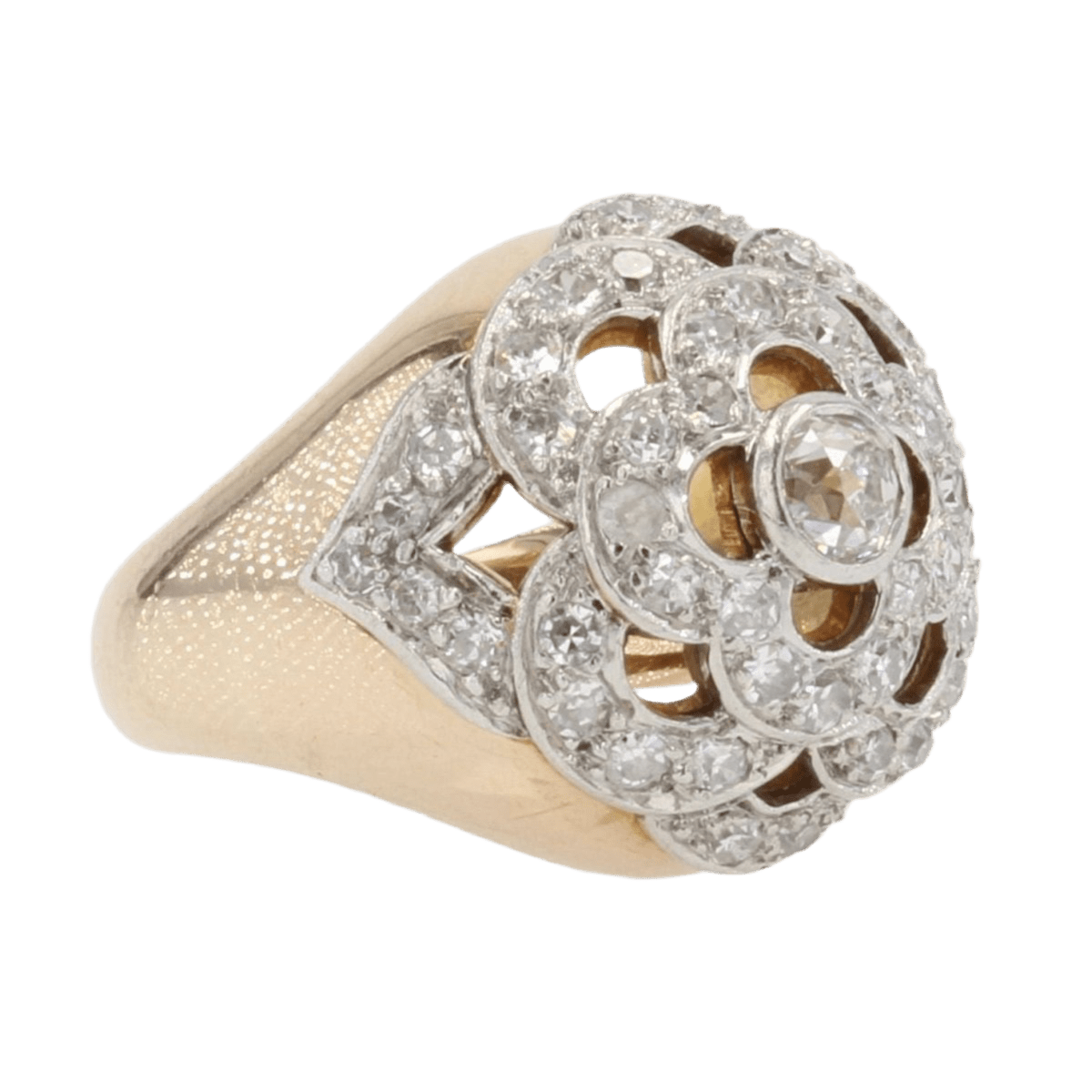 Bague Dôme en or jaune, platine et diamants - Castafiore