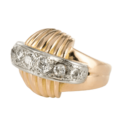 Bague Dôme en or jaune, platine et diamants - Castafiore