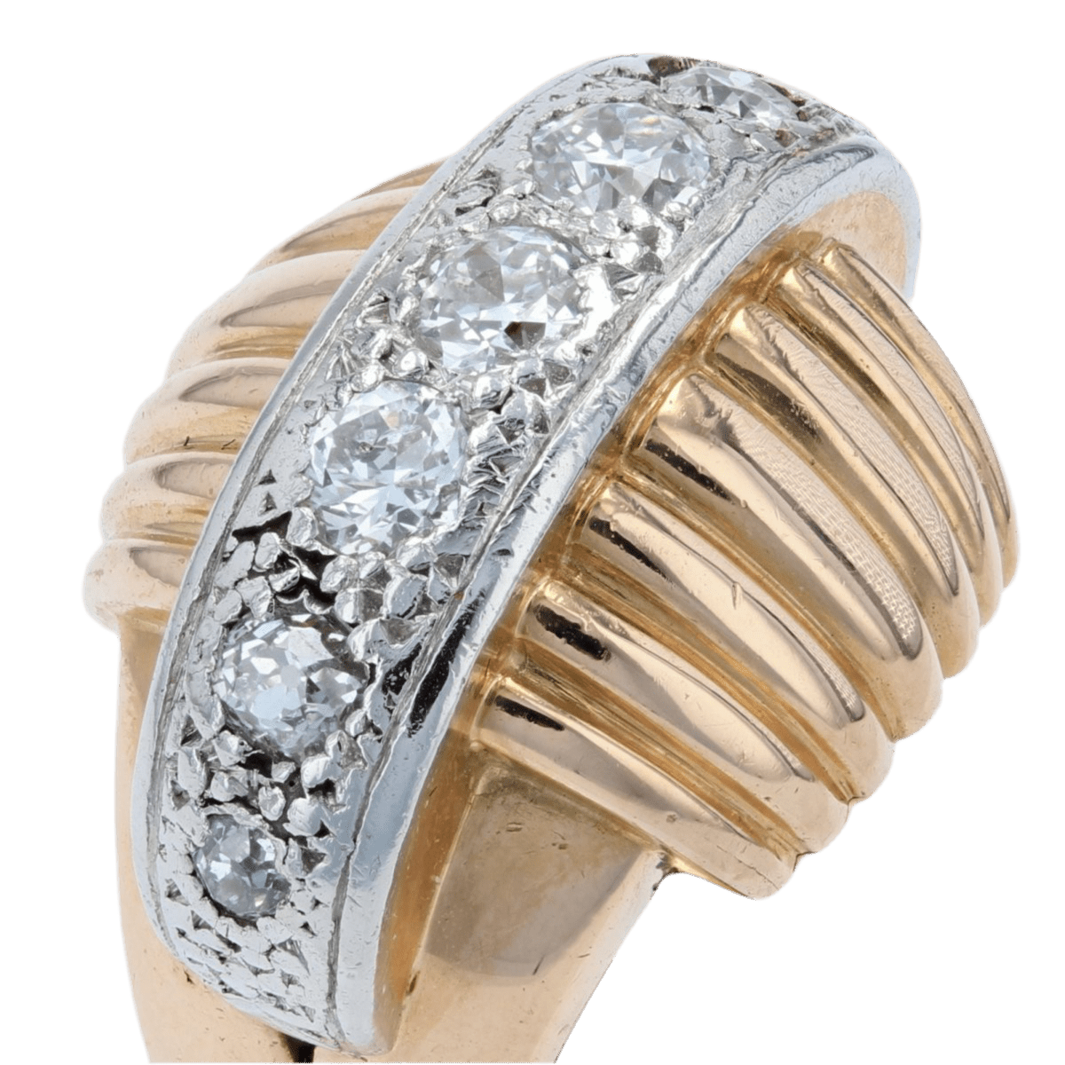 Bague Dôme en or jaune, platine et diamants - Castafiore