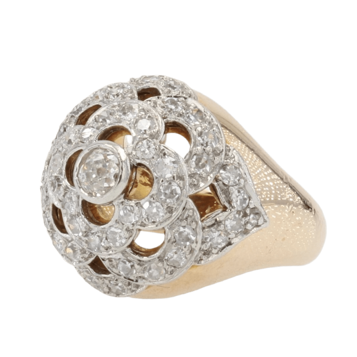 Bague Dôme en or jaune, platine et diamants - Castafiore