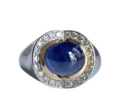 Bague Dôme en or jaune, platine, saphir - Castafiore