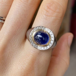 Bague Dôme en or jaune, platine, saphir - Castafiore