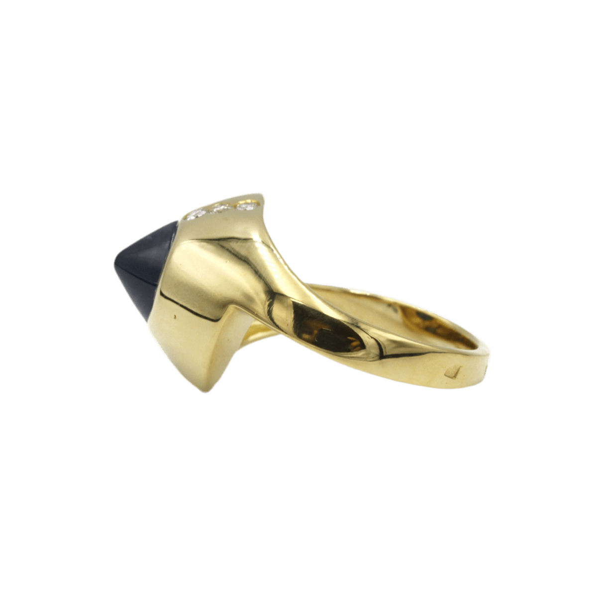 Bague Dôme en or jaune, saphir et diamants - Castafiore