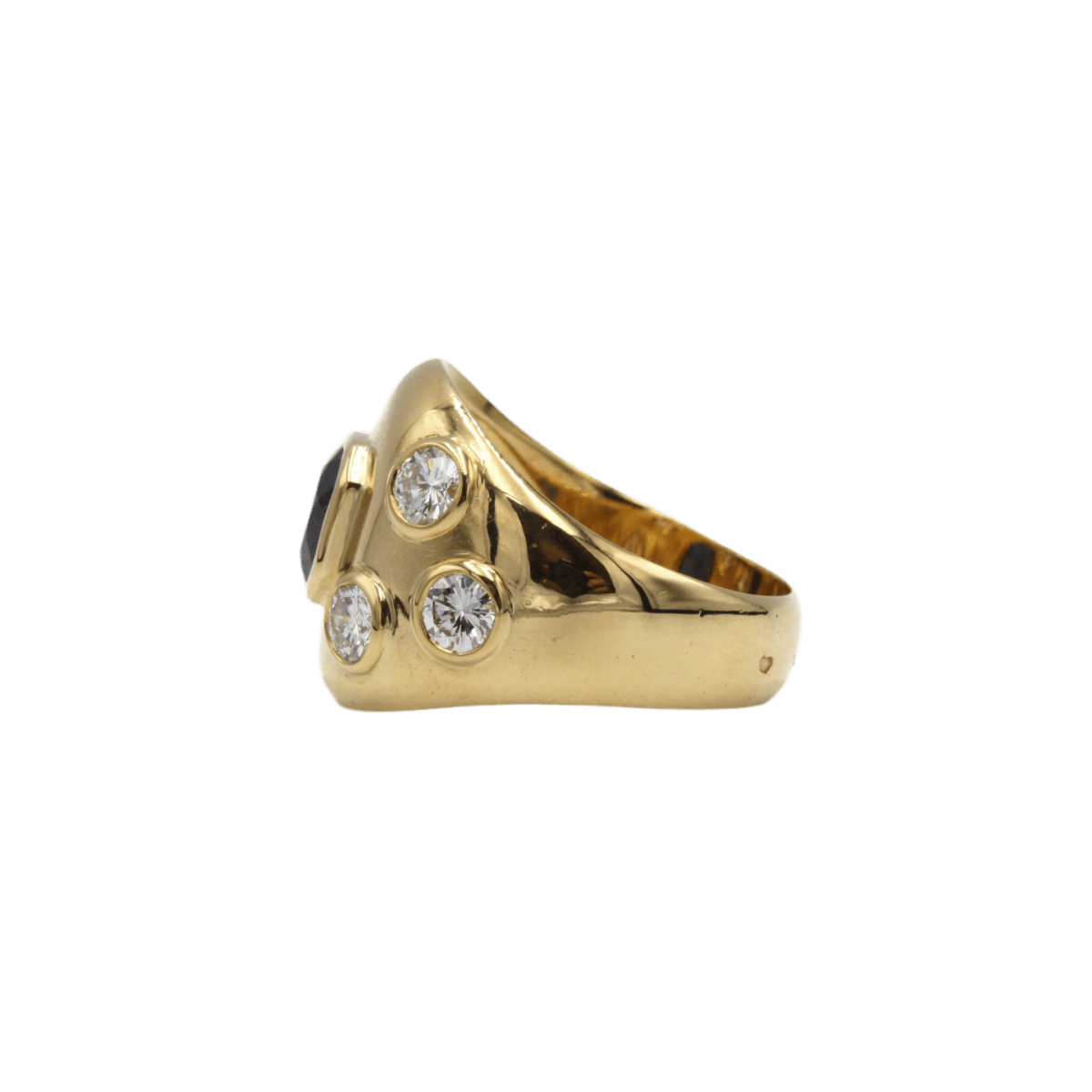 Bague Dôme en or jaune, saphir et diamants - Castafiore