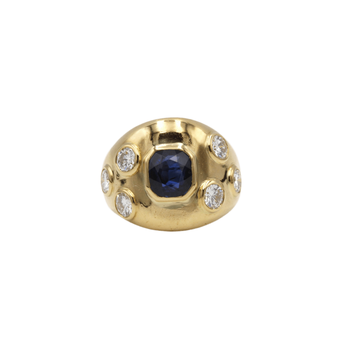 Bague Dôme en or jaune, saphir et diamants - Castafiore