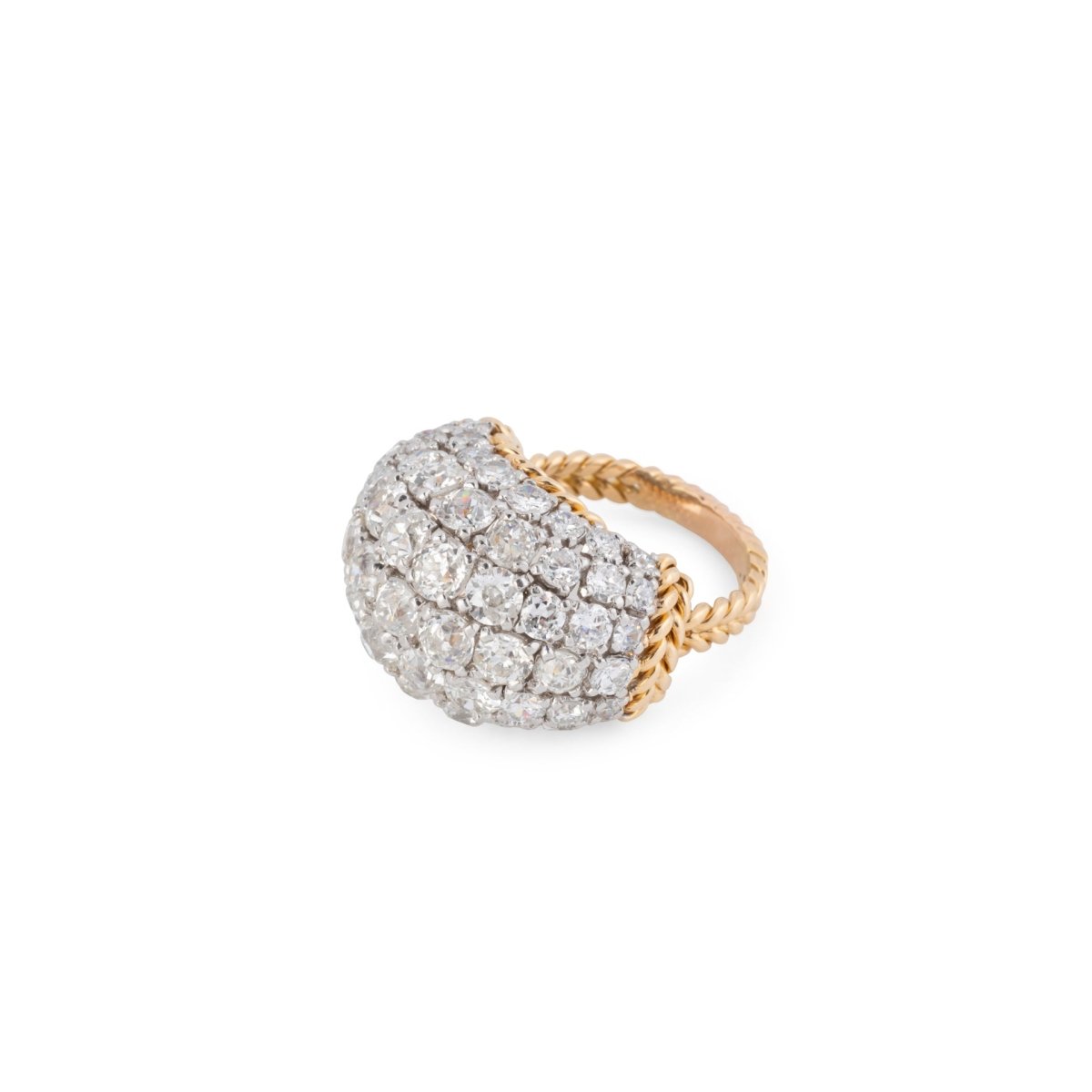 Bague Dôme en or jaune tressé et diamants - Castafiore