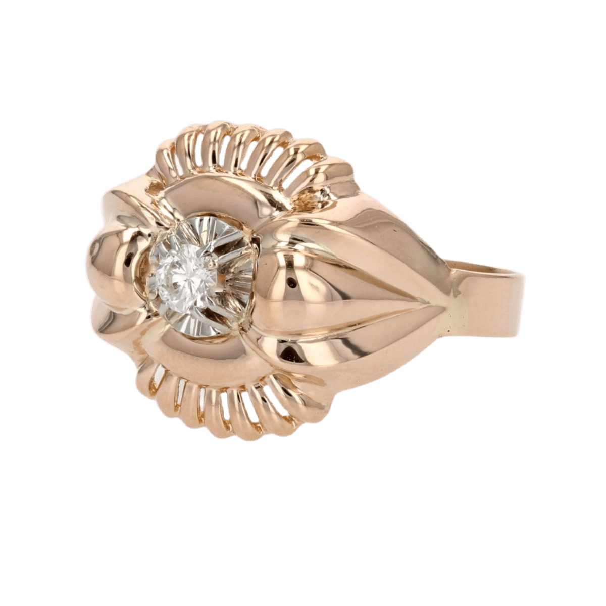 Bague Dôme en or rose et diamant - Castafiore