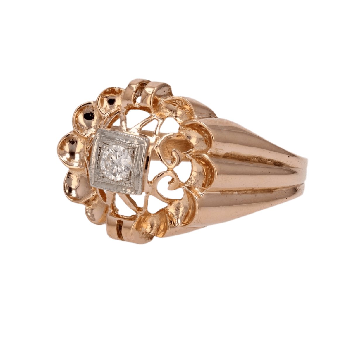 Bague Dôme en or rose et diamant - Castafiore