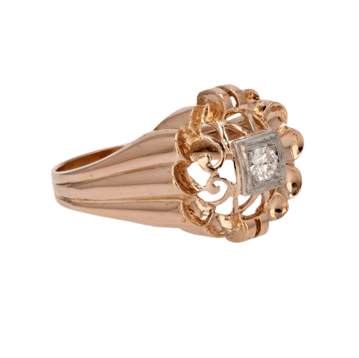 Bague Dôme en or rose et diamant - Castafiore