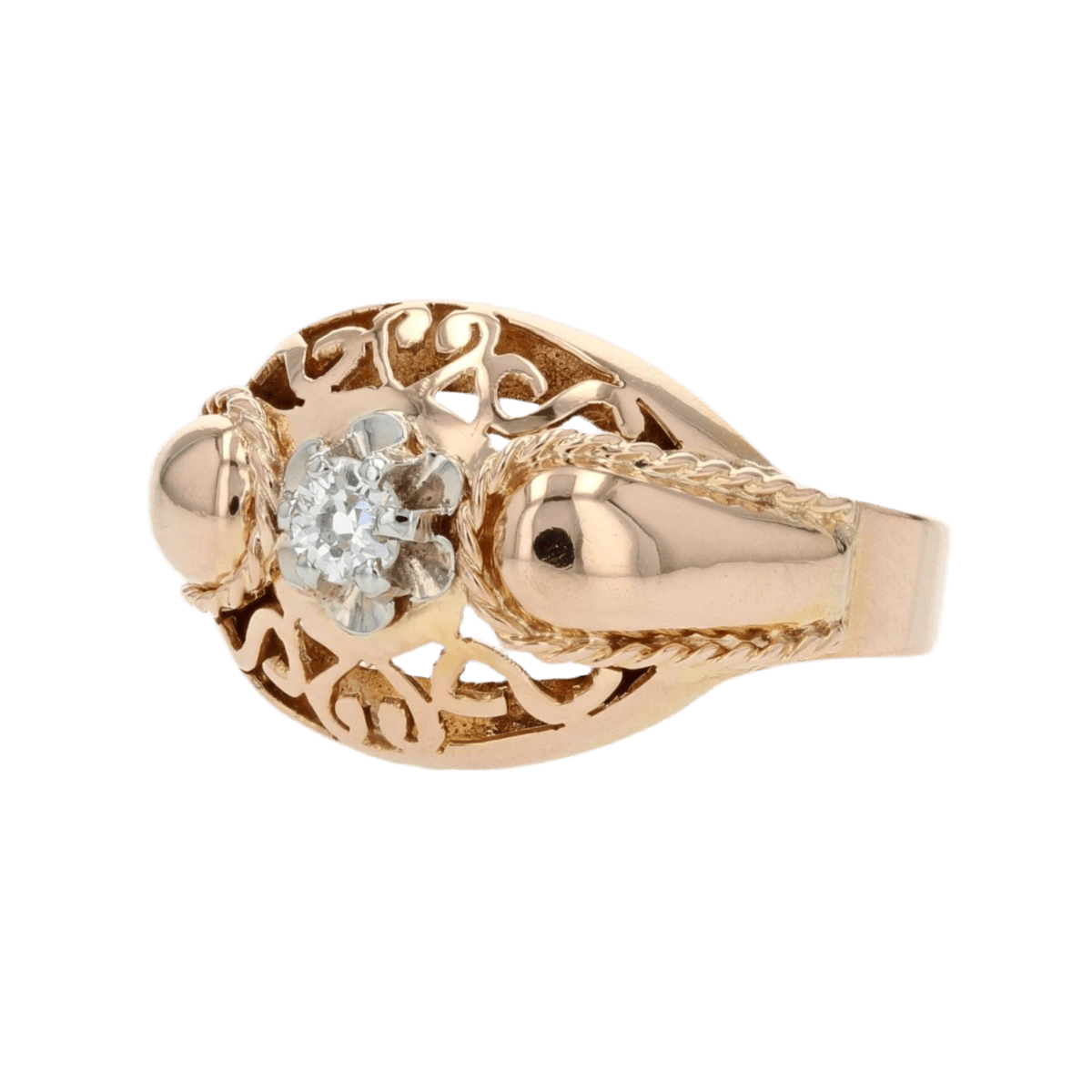 Bague Dôme en or rose et diamant - Castafiore