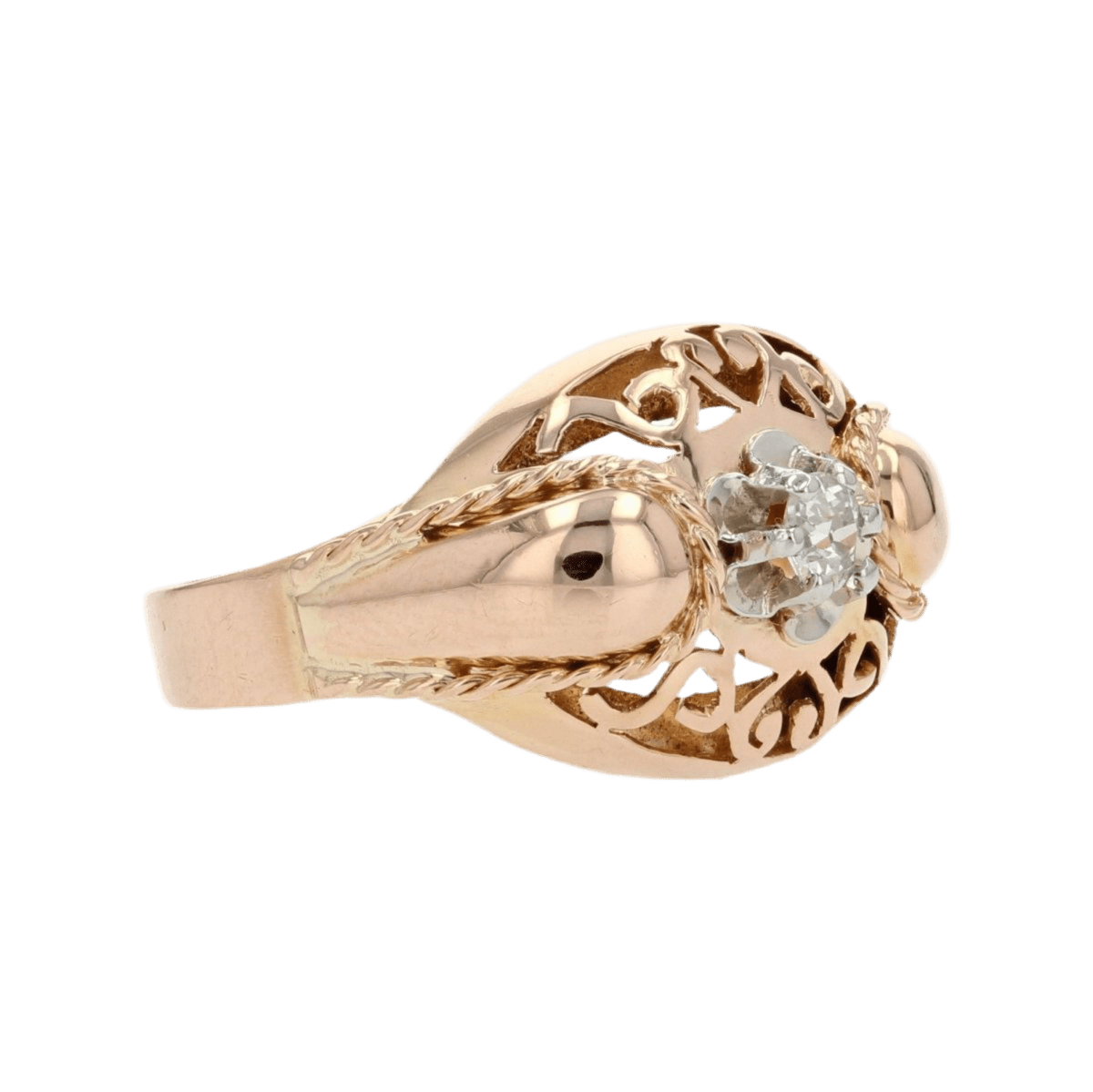 Bague Dôme en or rose et diamant - Castafiore